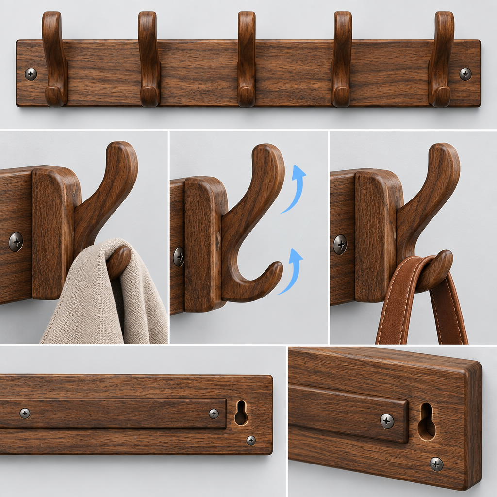 Ravqeli™ Wooden Entryway Coat Hanger main image 03